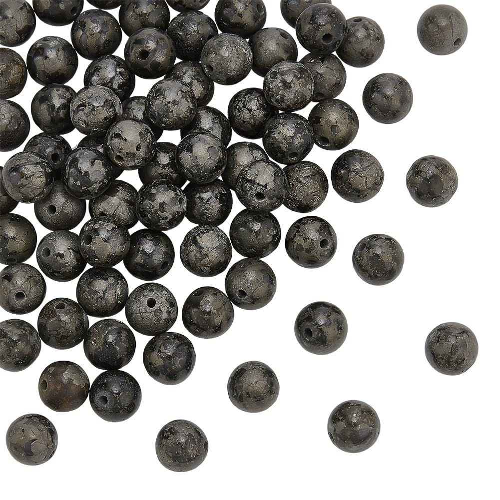 OLYCRAFT 75pcs 3 Strands Natural Pyrite Beads Round Gemstone Loose Beads Energy Stone for Necklaces Bracelets Jewelry Making DIY Crafts - 8mm