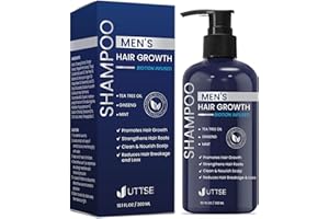 Uttse Biotion Hair Growth Shampoo for Men: Natural Thickening Shampoo with Tea Tree Oil Ginseng Mint for Hair Loss and Thinning Hair - 10.1 fl.oz, Dark Blue
