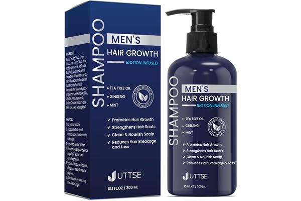 Biotion Hair Growth Shampoo for Men: Natural Thickening Shampoo with Tea Tree Oil Ginseng Mint for Hair Loss and Thinning Hai