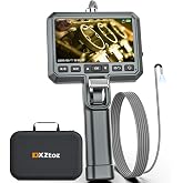 DXZtoz 3.9mm Ultra-Slim Articulating Borescope, Stainless Steel Probe | Professional Industrial Endoscope with Light for Aircraft Automotive Mechanic Inspection, 2-Way 220&deg;, 5'' HD Screen - 5FT