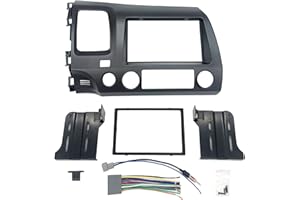 CUSTOM INSTALL PARTS Dark Grey Aftermarket Stereo Double Din Install/Installation Dash Kit with Wiring Harness and Antenna Adapter Compatible with Honda Civic 2006 2007 2008 2009 2010 2011