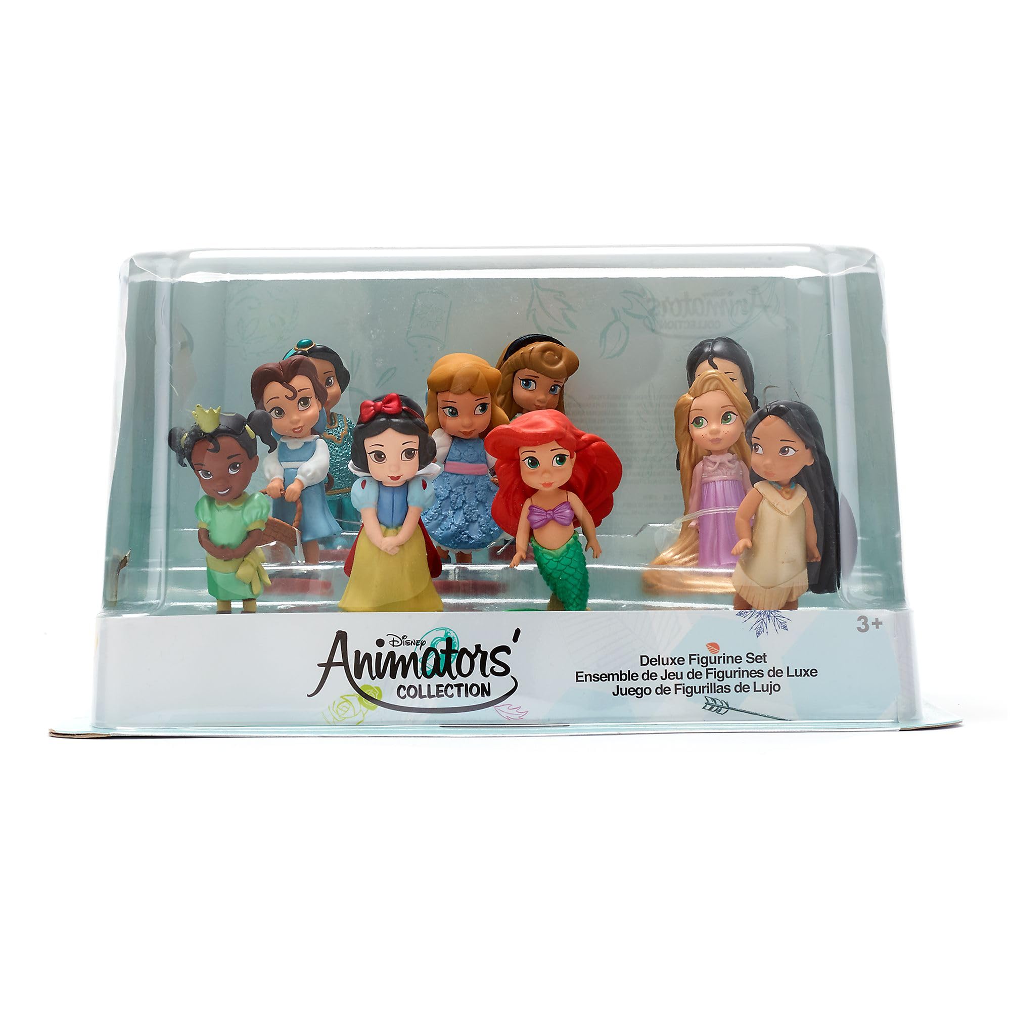 Disney Store Official Animators' Princess Figurine Playset, 10 Moulded Toy Dolls, Includes Rapunzel, Jasmine, Snow White, Ariel, Belle, Aurora, Tiana, Pocahontas, Cinderella & Mulan