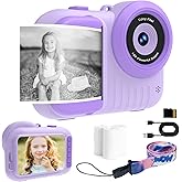 Kids Camera Instant Print Cameras That Print Photos, Black and White Instants Digital Camera for Toddler Pictures Printing 3.5IN Screen, Portable Toy Cameras Print Picture 3 12 Year Girls (Purple)