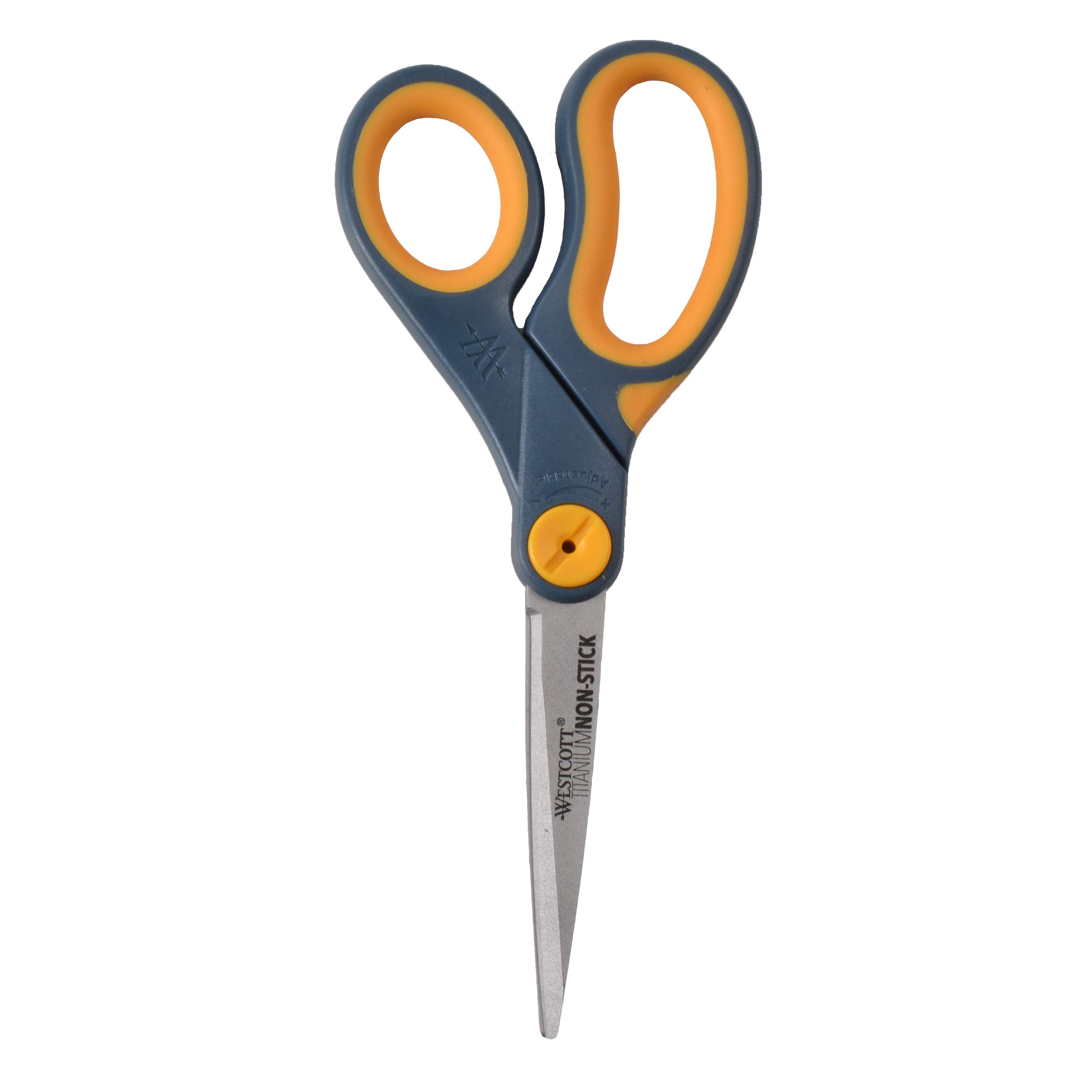 Westcott 8" Straight Titanium Bonded Non-Stick Scissors with Adjustable Glide Feature, Grey/Yellow (14849)