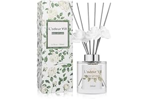 L'odeur Vill Reed Diffuser Set, 6.7 oz Lavender Scented Diffuser with 6 Sticks, Reed Diffuser with 3 Artificial Rose Home Fragrance for Bathroom Shelf Decor