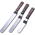 Cake Decorating Angled Icing Spatula Set of 6 8 & 10 Inch Wooden Handle Stainless Steel Offset Frosting Spatulas