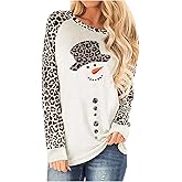 Christmas Shirts for Women Ugly Christmas Tops Merry and Bright Outfit Shirt Xmas Holiday Long Sleeve T Shirts for Women
