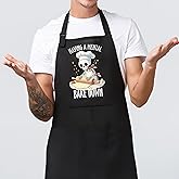 JMICPTUB Funny Goth Skeleton Baker Aprons with Pockets, Gifts for Baking Lovers, Having a Mental Bake Down Waterproof Adjustable Bib Apron for Kitchen Dishwashing Cooking Grilling Baking
