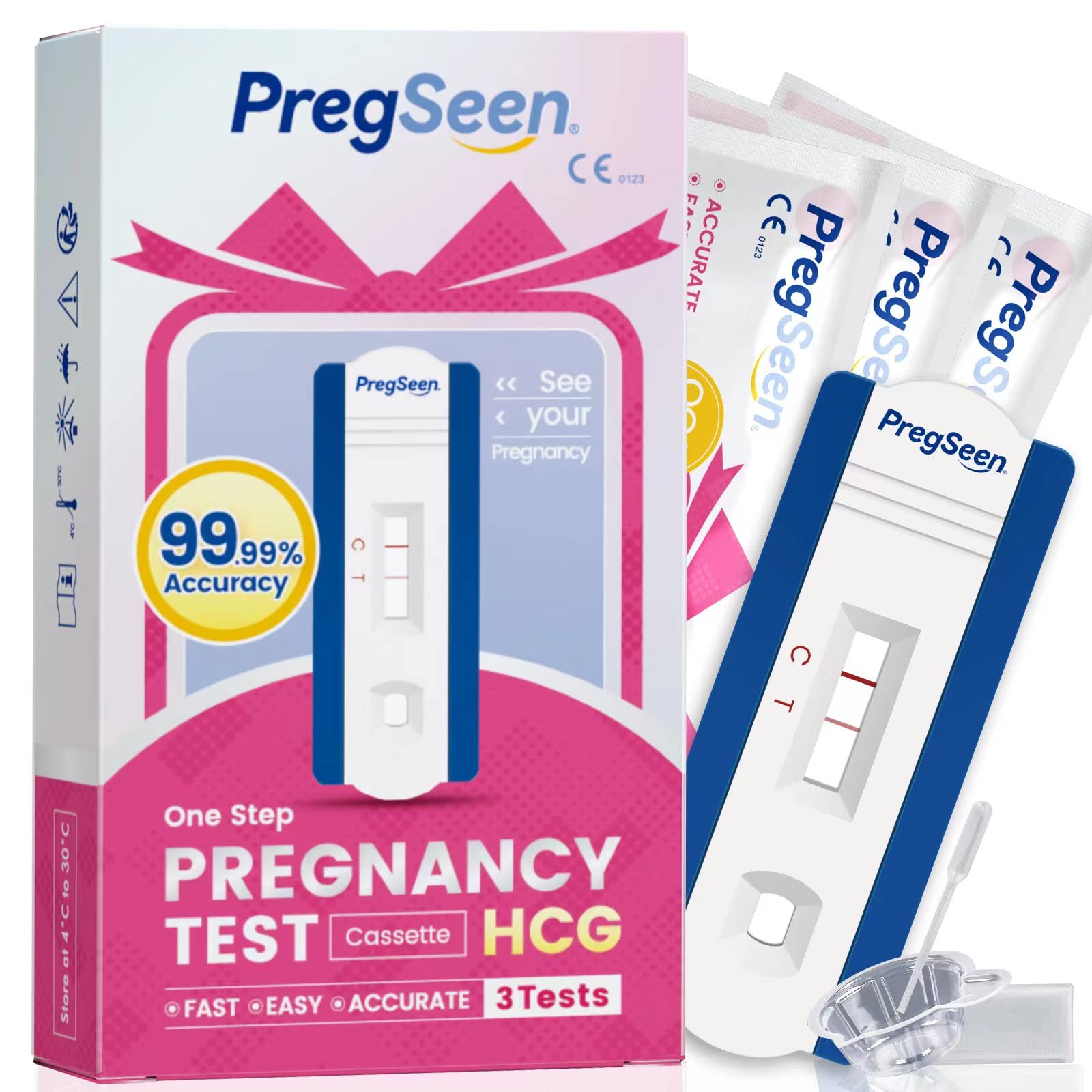 Accufast Pregnancy Tests Cassette - 3 Tests Early Home Pregnancy Test Kit 10 MIU/ml HCG Cassette Tests - 99.99% Accuracy & Rapid Clear - Help Ease Your Mind up to 6 Days Before Expected Period