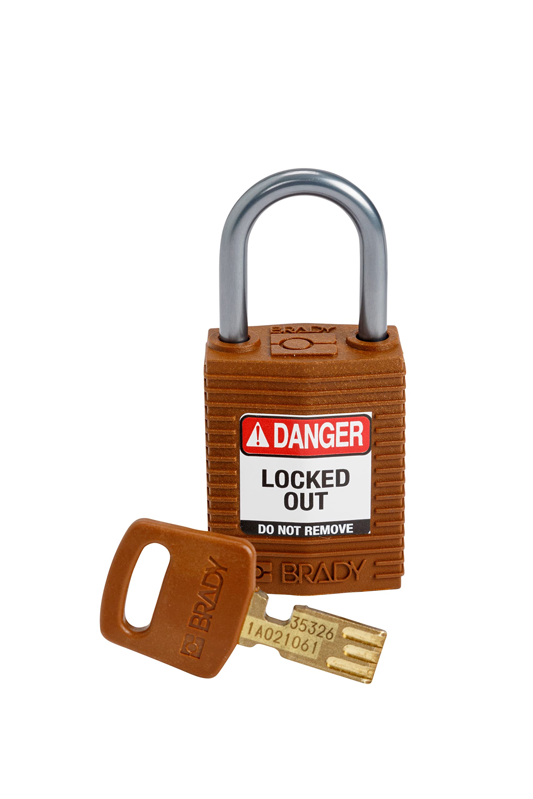 Brady CPT-BRN-25AL-KD SafeKey Padlock, Brown, 2.6 in H x 1.25 in W x 0.75 in D