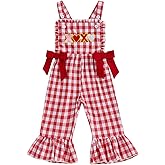 Rourufy Toddler Baby Girls Western Outfit Chick Cow Print Farm Overalls Pants Bell Bottoms Jumpsuit Summer Cowgirl Clothes