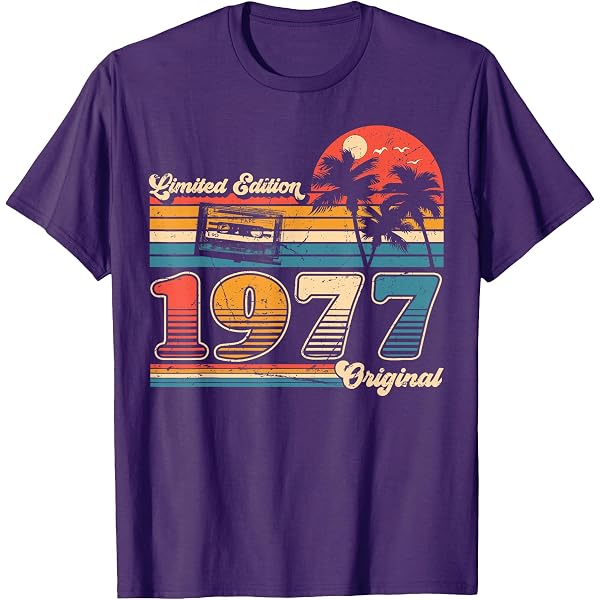 Camiseta Hombre 1977 - Diseño Vintage 47 Años, Algodón Orgánico