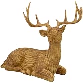 Galt International Resin Wicker Reindeer Statue Tabletop Christmas Decoration 14.5" Deer Figurine