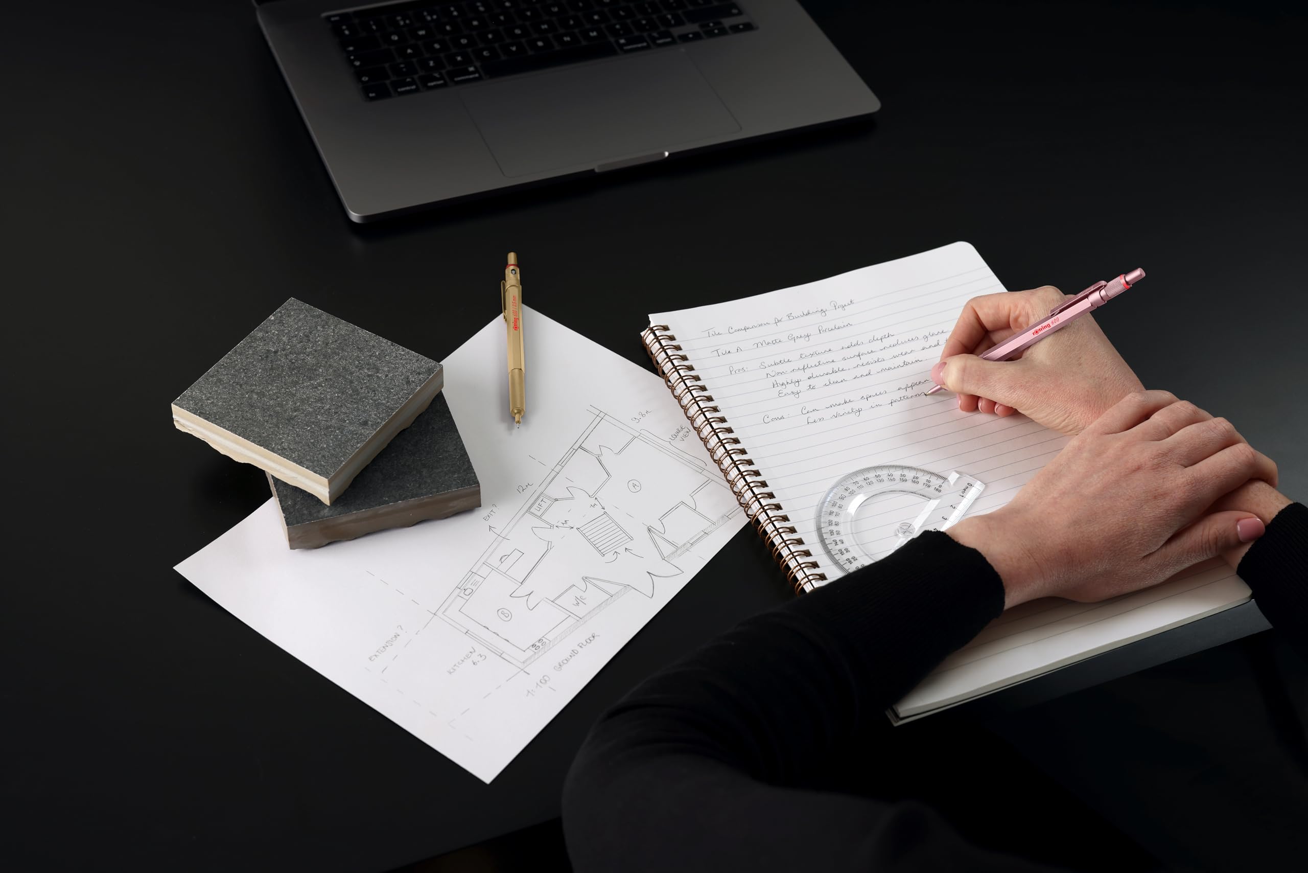 rOtring 600 Druckbleistift | HB-Mine0,5 mm | Drehminenstift mit Vollmetallschaft | Perlweiß | Rutschfestegerändelte Griffzone und Sechskantschaft 2