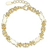 Zeyicher Unique Geometric 14k Gold-Plated Bracelet for Women, Elegant Chain Jewelry with Lobster Clasp & Extension Chain