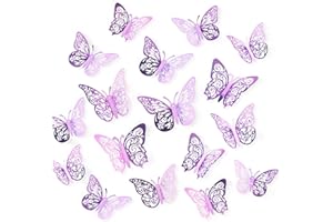 CROSIZE 72 Pcs Butterfly Decorations, 3 Sizes 3 Styles, 3D Butterfly Wall Decor, Party Decorations, Birthday Decorations, Butterflies for Crafts, Cake Decorating, Wall Stickers Room Decor, Pale Plum