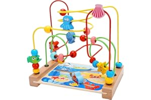Bead Maze Toys Natural Wooden Bead Maze Toys Spatial Reasoning Toddler Roller Coaster Classic Early Education Hand-Eye Coordi