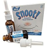 Snoot! Mild Nasal Irrigation Kit with Nose Cleaner for Sinus Wash Plus 2 Amber Glass Nasal Sprayers - Drug-Free Nasal Cleaner - TSA-Compliant Two-Part Nasal Rinse Kit - 4 oz Total