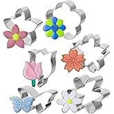 WJIAAA Flower Cookie Cutter Set,6Pcs Flower Shaped Cookie Cutter Baking Cutters Baking Bakeware for Holiday Birthday Party Decoration Daisy Butterfly