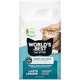 World's Best Cat Litter Poop Fighter, Urine &amp; Poop Odor Defense, 15 lb Bag | Neutralizes urine and poop odor with plant-based blockers; natural corn litter, quick clumping, flushable, 99% dust free