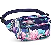 Waist Pack Bag Fanny Pack for Men&Women Hip Bum Bag with Adjustable Strap for Outdoors Workout Traveling Casual Running Hiking Cycling (New Blue Flowers-1)