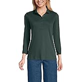Lands' End Women's 3/4 Sleeve American-Grown Supima Cotton Polo Shirt