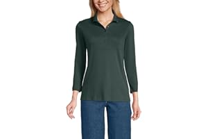 Lands' End Women's 3/4 Sleeve American-Grown Supima Cotton Polo Shirt