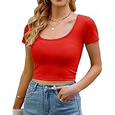 Artfish Women's Casual Short Sleeve Scoop Neck Fitted Workout Basic Crop Top Teen T-Shirts