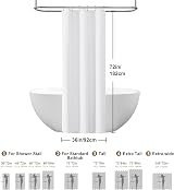 Waterproof Shower Curtain 92x182cm Linen Style with Hooks view 6