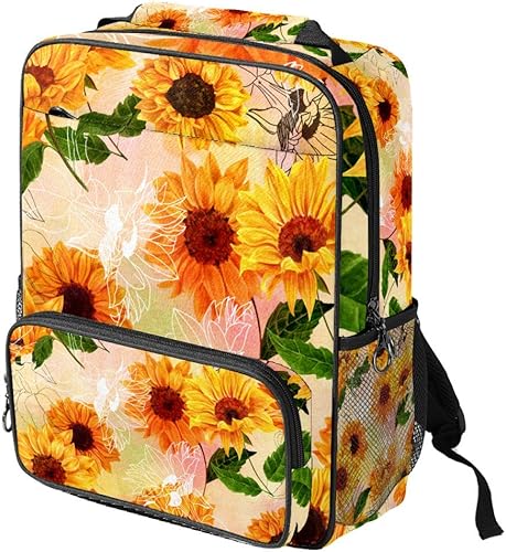 Amazon Carrozza リュックサック 学生 大容量 リュック レディース 向日葵 花柄 マザーズバッグ デイバッグ メンズ かわいい おしゃれ Carrozza レディース