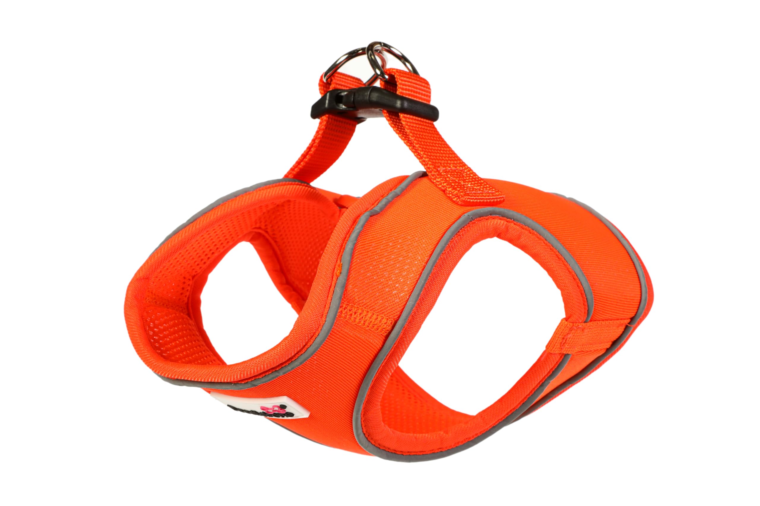 Doodlebone – Snappy Harness Dog Harness – Easy Step In Vest Style Harness, No Over Head Fit, Reflective & Machine Washable for Puppies and Small Dogs – Size 3, 46-52cm - Tangerine