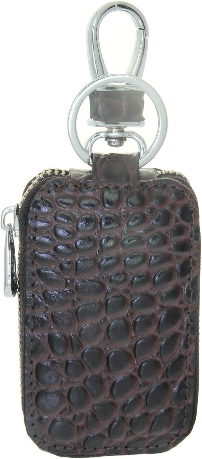 Genuine Leather Zipper Key Holder Key Case Bag Pouch Purse Car Keys Organizer