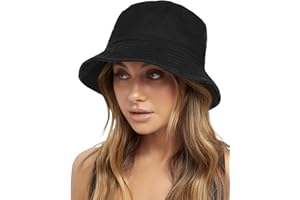 FURTALK Bucket Hats for Women Washed Cotton Packable Summer Beach Sun Hats Mens Womens Bucket Hat with Strings for Travel