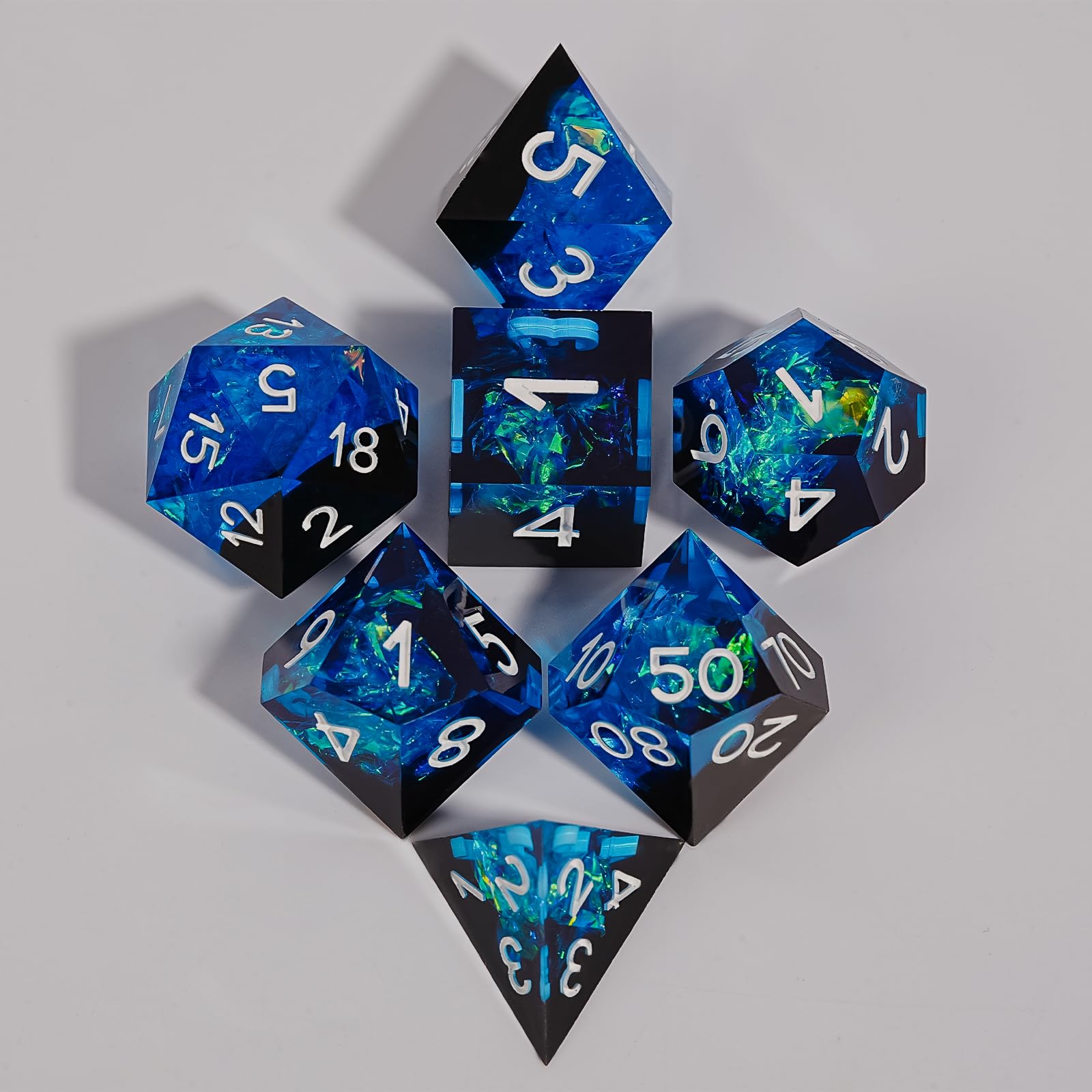 HKDZ DND Dice Set With Box and Bag, Resin D&D Polyhedral Dice for Dungeons and Dragons Role Playing Inclusions D20 D12 D10 D8 D6 D4 — image 1