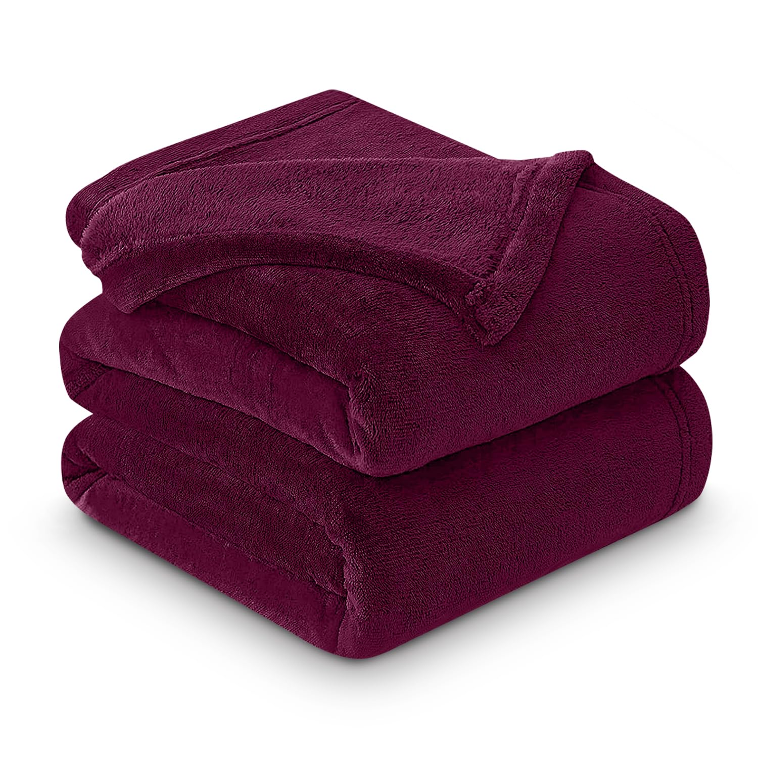 Gaveno Cavailia Super Soft Faux Fur Fleece Plain Throw Blanket, Burgundy, Double, 150 x 200 cm