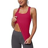 MathCat Workout Tank Tops for Women Athletic Basic Tanks Seamless Running Muscle Racerback Ribbed Yoga Tops with Built in Bra