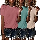 YITAN 3 Pack Womens Basic T Shirts 2026 Fashion Summer Spring Tops Short Sleeve Tees Comfy Casual Vacation Clothes
