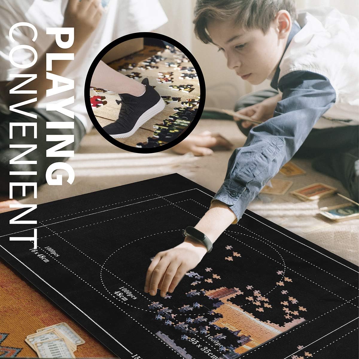 LOVEETA Puzzle Mat Jigsaw Roll Up - Puzzle Saver Storage Mats for 1500 Pieces Large Puzzle Keeper No Glue Jigsaw Puzzle Board Portable Thicker Felt Mat: Toys & Games