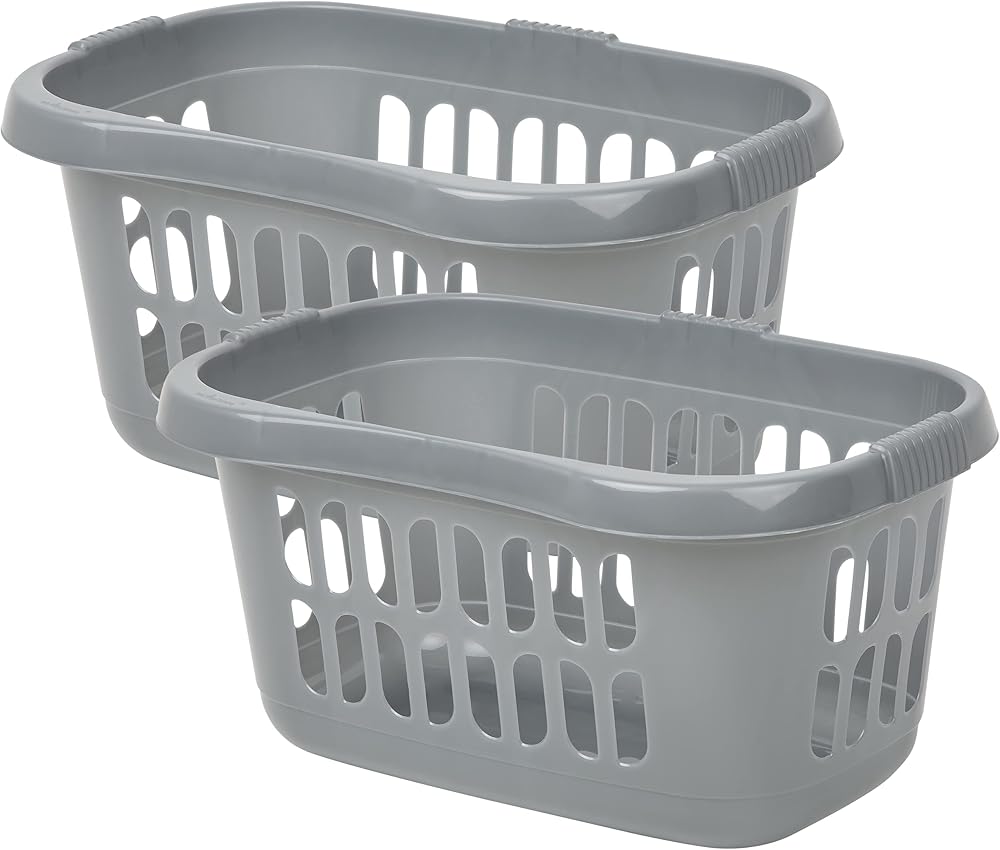 JMS we create smile 60L Plastic Hipster Laundry Baskets Set of 2 Silver
