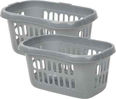 JMS we create smile 60L Plastic Hipster Laundry Baskets Set of 2 Silver