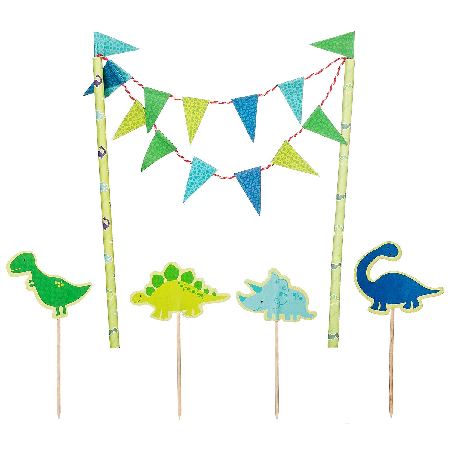 Cake Decoration Dinosaur Cake Decoration Birthday Boy Blue Cake Topper Bunting Garland Dino Cupcake Topper Cake Topper Toothpick for Baby Children Boys Party Decoration