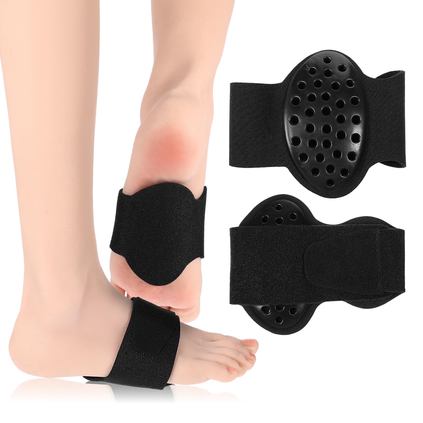 Photo 1 of 2 Pcs Arch Support Compression Sleeves, Adjustable Plantar Fasciitis Braces with Gel Pads for Flat Feet High & Fallen Arch, Wear Over or Under Socks Helps Relieve Symptoms of Plantar Fasciitis.