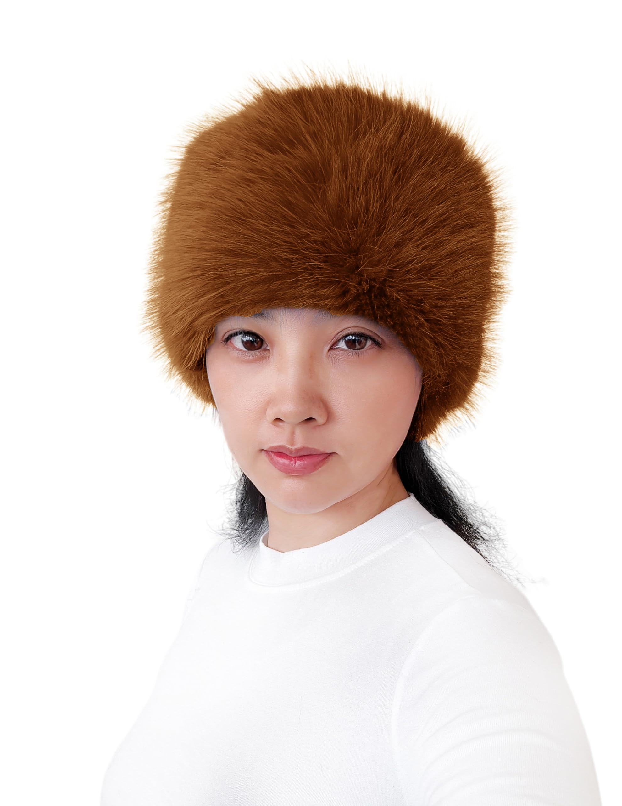 Lina & Lily Women's Winter Headband Head Ear Warmer Long Pile Faux Fur (Light Brown) — image 1