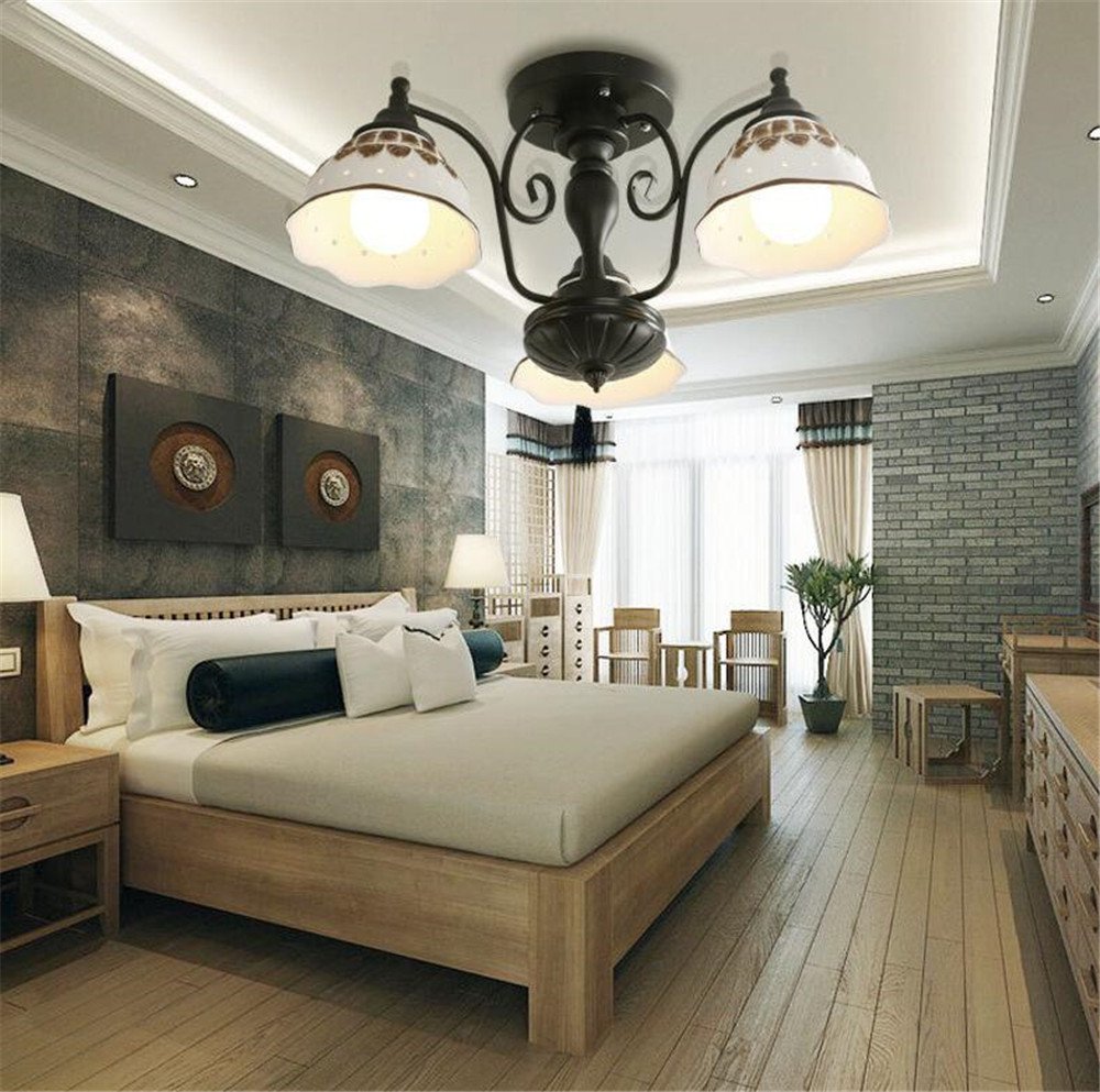 Chlight E27 Modern 3 Heads Pastoral Ceramic Ceiling Lights Dome