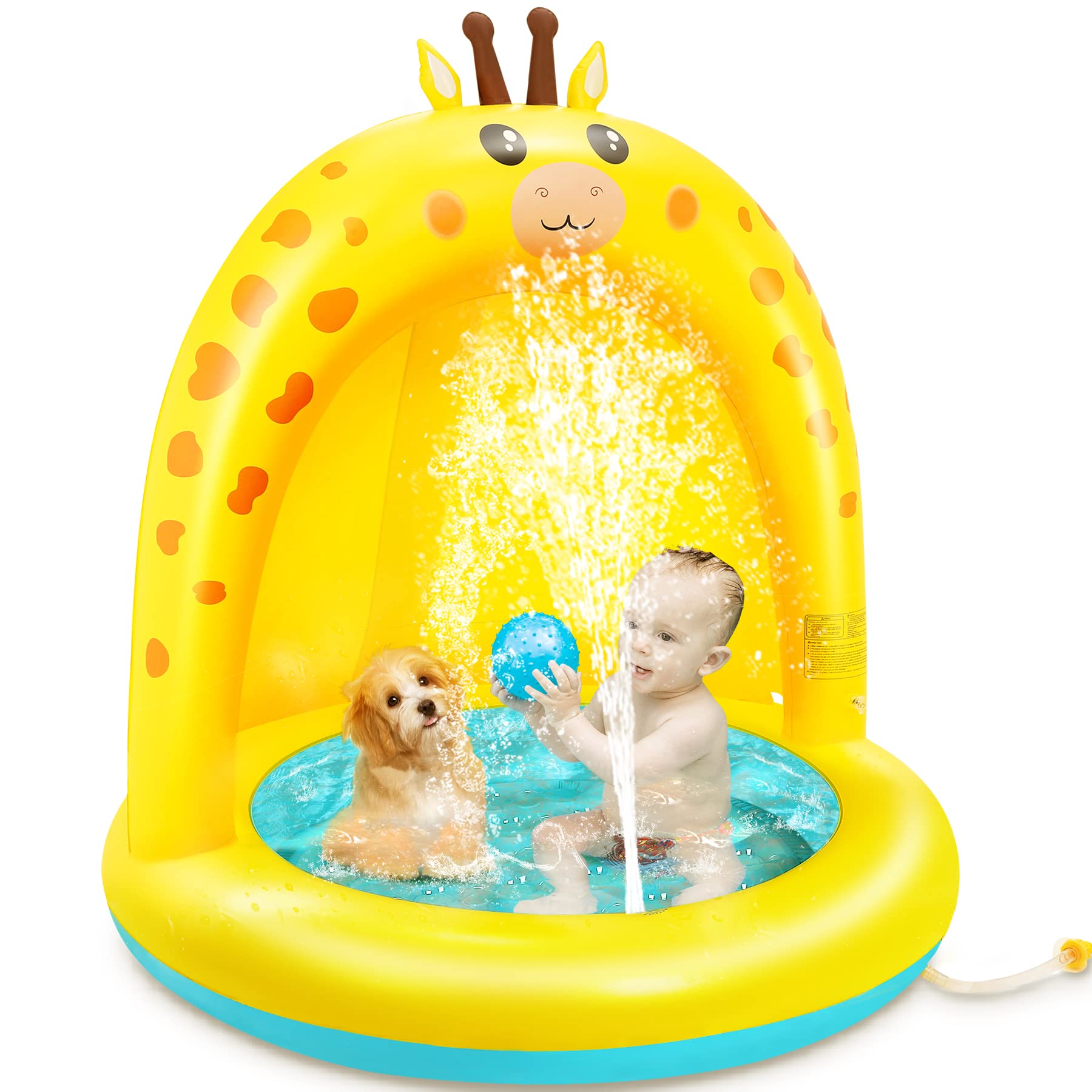 lenbest Children's Swimming Pool - Inflatable Swimming Pool for Babies and Toddlers with Inflatable Garden Bottom and Parasol Cover Spray | Spray Play Baby Pool Summer Toys for Children
