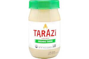 Tarazi Organic Tahini 1 Pound Glass Jar Non-Gmo Gluten-Free No-Preservatives Vegan Kosher Porduct of California