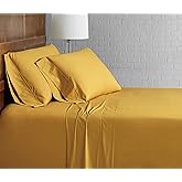 Brooklyn Loom Classic Cotton Sheet Sets Mustard Cotton 3-Piece Twin XL Sheet Set, Solid Color Themed, for Men and Women, Oeko-TEX Certified Confidence