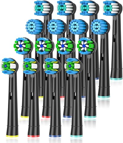 Qitizu Toothbrush Head for Oral B Electric Toothbrush 16Pcs Black