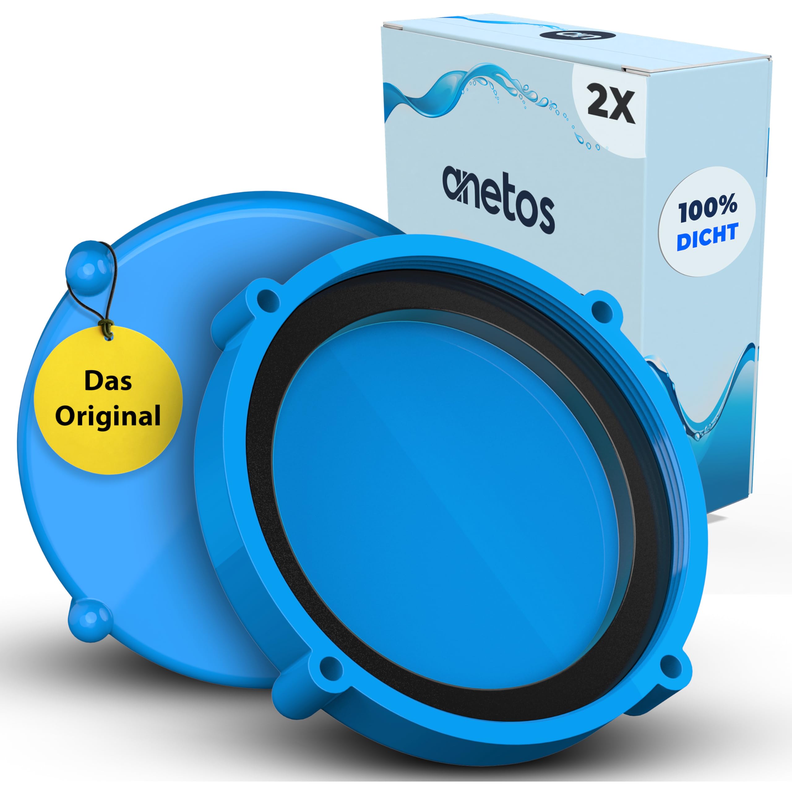 anetos® - Winterverschluss Set für Intex und Bestway Pools – 100% DICHT – Winterstopfen für beide Anschlüsse (2 Stück) mit passenden Dichtungen