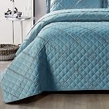 B&B King Bedspread Set 240x250cm Reversible Embossed Blue Quilted view 4